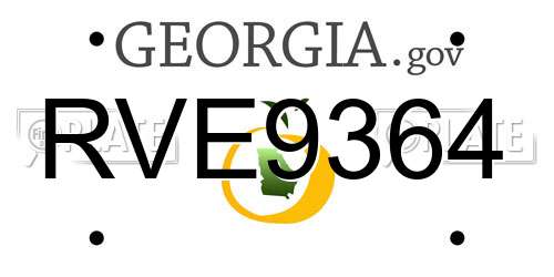 RVE9364 Georgia License Plate