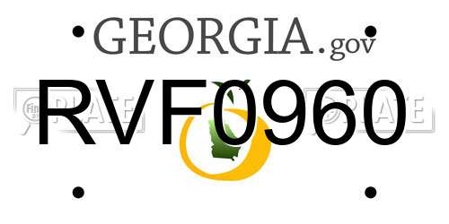 RVF0960 Georgia License Plate