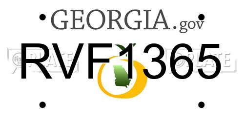 RVF1365 Georgia License Plate