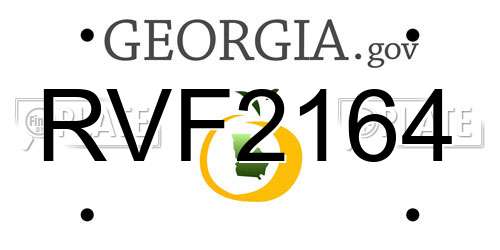 RVF2164 Georgia License Plate
