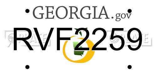 RVF2259 Georgia License Plate