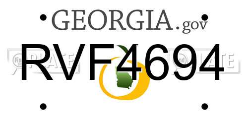 RVF4694 Georgia License Plate