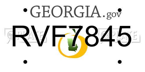 RVF7845 Georgia License Plate
