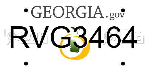 RVG3464 Georgia License Plate