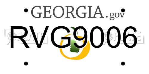 RVG9006 Georgia License Plate