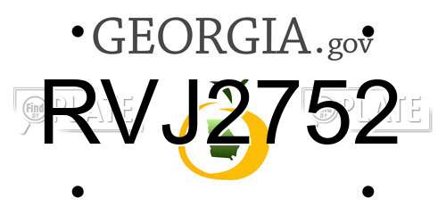 RVJ2752 Georgia License Plate