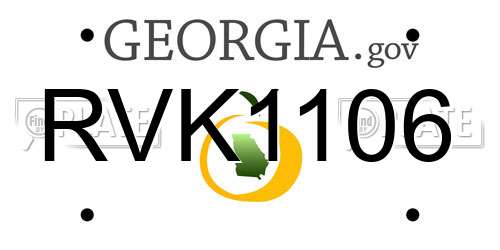 RVK1106 Georgia License Plate
