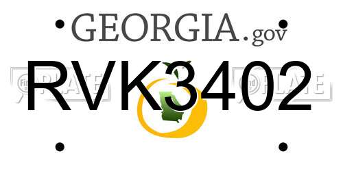 RVK3402 Georgia License Plate