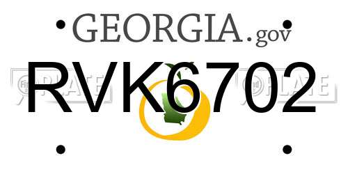 RVK6702 Georgia License Plate