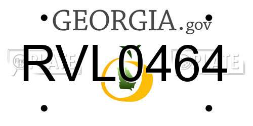 RVL0464 Georgia License Plate