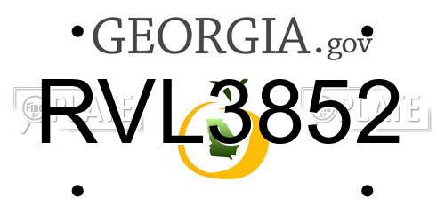RVL3852 Georgia License Plate