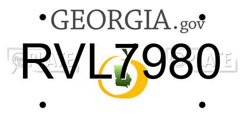 RVL7980 Georgia License Plate