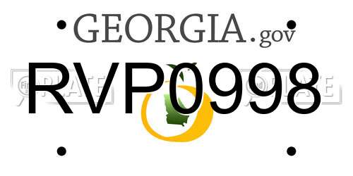 RVP0998 Georgia License Plate