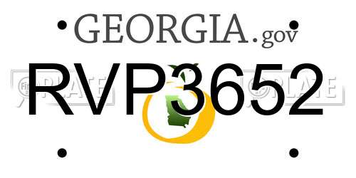 RVP3652 Georgia License Plate
