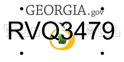 RVQ3479 Georgia License Plate