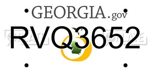 RVQ3652 Georgia License Plate
