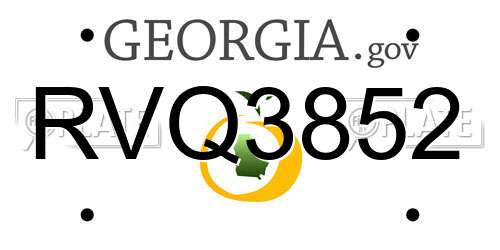 RVQ3852 Georgia License Plate