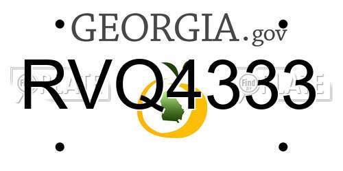 RVQ4333 Georgia License Plate
