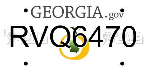 RVQ6470 Georgia License Plate