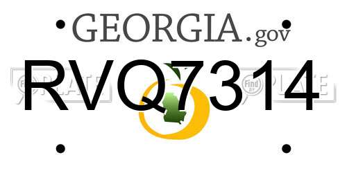 RVQ7314 Georgia License Plate
