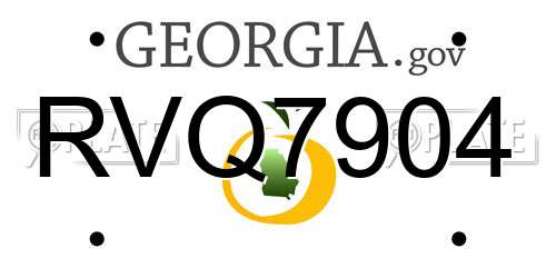RVQ7904 Georgia License Plate
