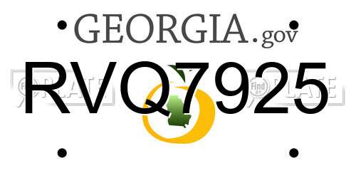 RVQ7925 Georgia License Plate