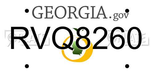 RVQ8260 Georgia License Plate