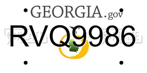 RVQ9986 Georgia License Plate