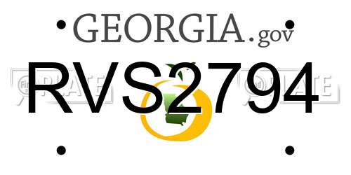 RVS2794 Georgia License Plate