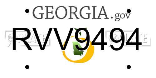 RVV9494 Georgia License Plate