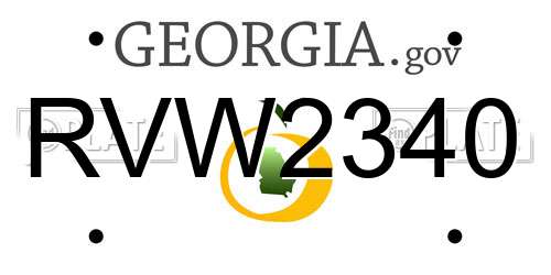 RVW2340 Georgia License Plate