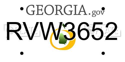 RVW3652 Georgia License Plate