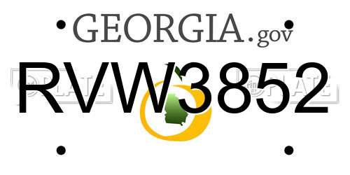 RVW3852 Georgia License Plate