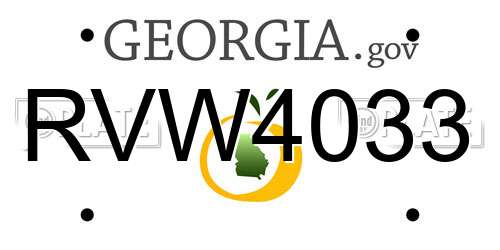 RVW4033 Georgia License Plate