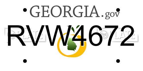 RVW4672 Georgia License Plate