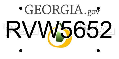RVW5652 Georgia License Plate