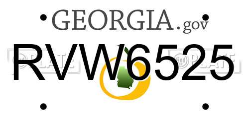 RVW6525 Georgia License Plate