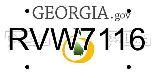 RVW7116 Georgia License Plate