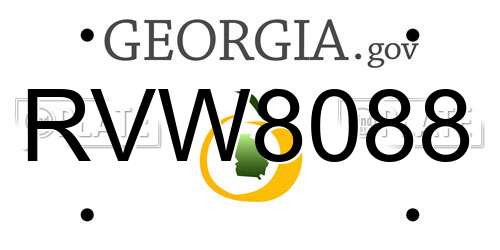RVW8088 Georgia License Plate