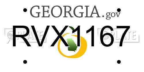 RVX1167 Georgia License Plate