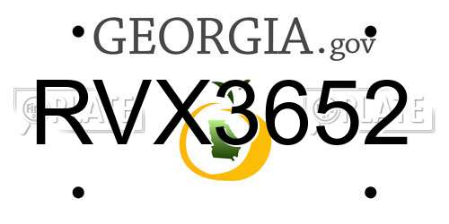 RVX3652 Georgia License Plate