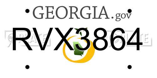 RVX3864 Georgia License Plate