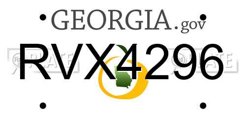 RVX4296 Georgia License Plate