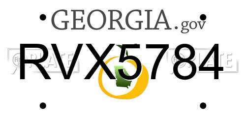 RVX5784 Georgia License Plate