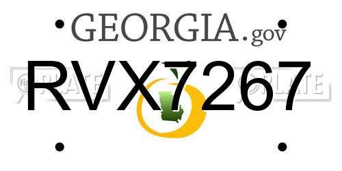 RVX7267 Georgia License Plate