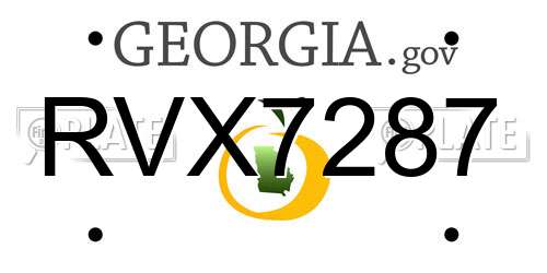 RVX7287 Georgia License Plate