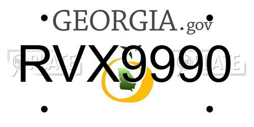 RVX9990 Georgia License Plate