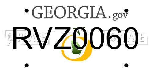 RVZ0060 Georgia License Plate