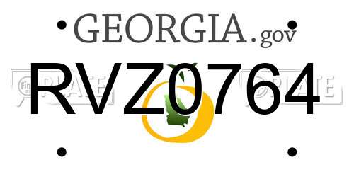 RVZ0764 Georgia License Plate