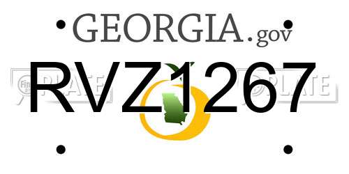 RVZ1267 Georgia License Plate